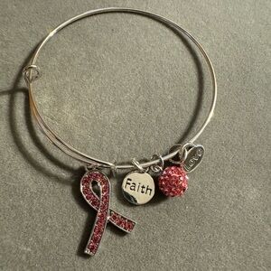 Breast cancer awareness, faith, love rhinestone bracelet